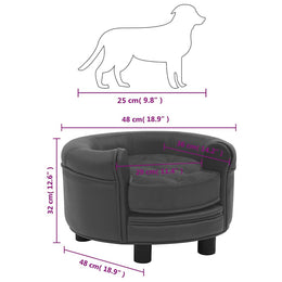 vidaXL Hundesofa Dunkelgrau 48x48x32 cm Plüsch und Kunstleder
