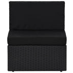 6-tlg. Garten-Lounge-Set mit Kissen Schwarz Poly Rattan