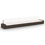 5-tlg. Garten-Lounge-Set mit Kissen Braun Poly Rattan