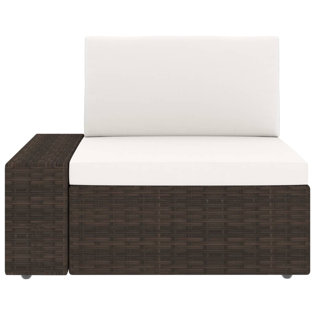 6-tlg. Garten-Lounge-Set mit Kissen Braun Poly Rattan