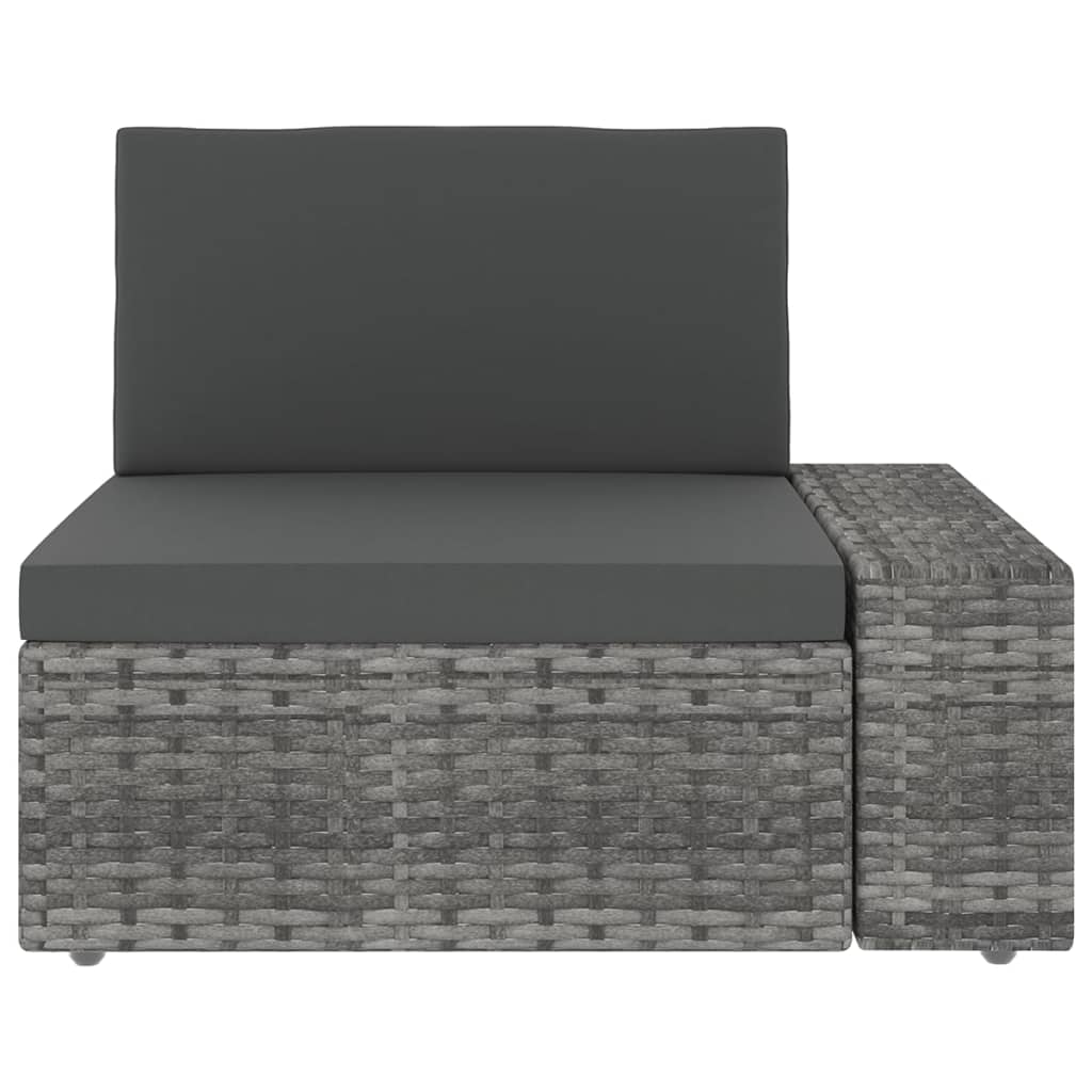 4-tlg. Garten-Lounge-Set mit Kissen Grau Poly Rattan