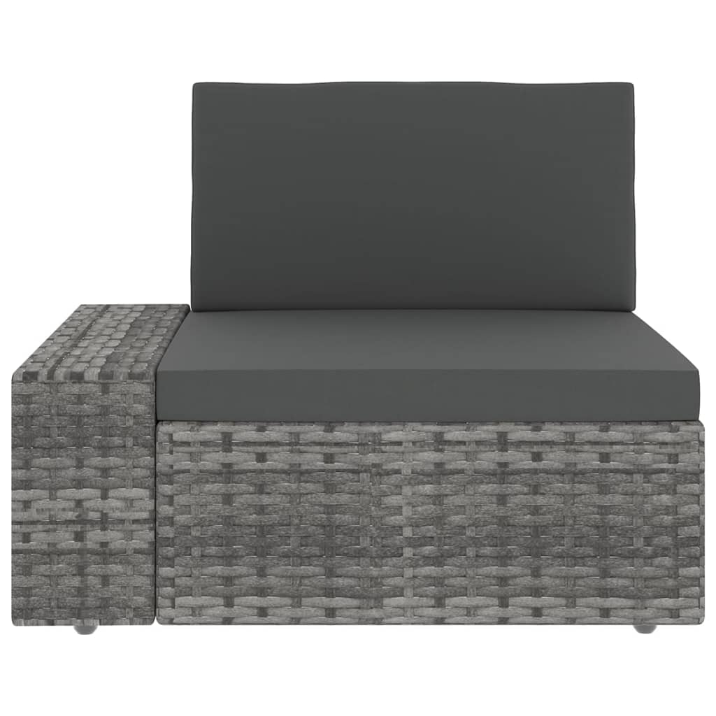 4-tlg. Garten-Lounge-Set mit Kissen Grau Poly Rattan