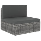 8-tlg. Garten-Lounge-Set mit Kissen Grau Poly Rattan