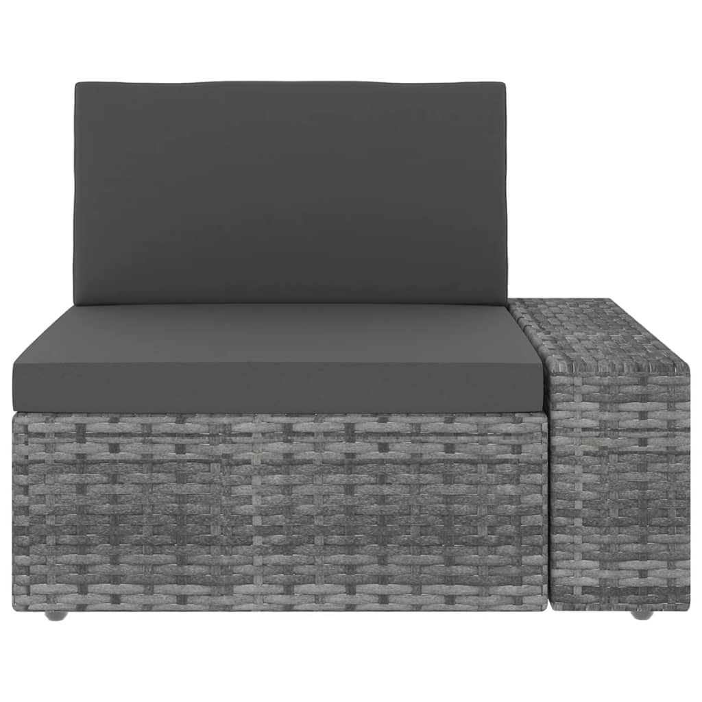8-tlg. Garten-Lounge-Set mit Kissen Grau Poly Rattan