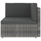 6-tlg. Garten-Lounge-Set mit Kissen Grau Poly Rattan