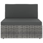 12-tlg. Garten-Lounge-Set mit Kissen Grau Poly Rattan