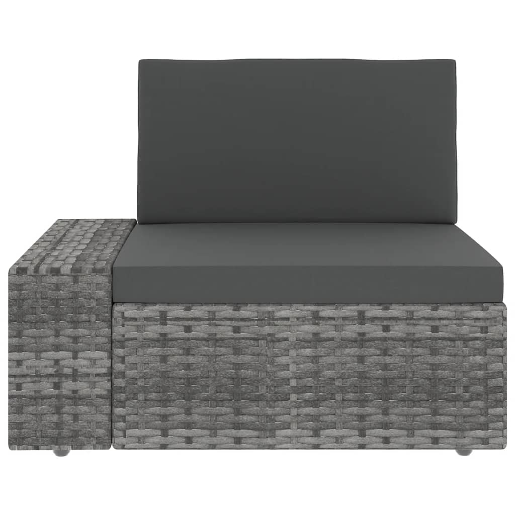 12-tlg. Garten-Lounge-Set mit Kissen Grau Poly Rattan