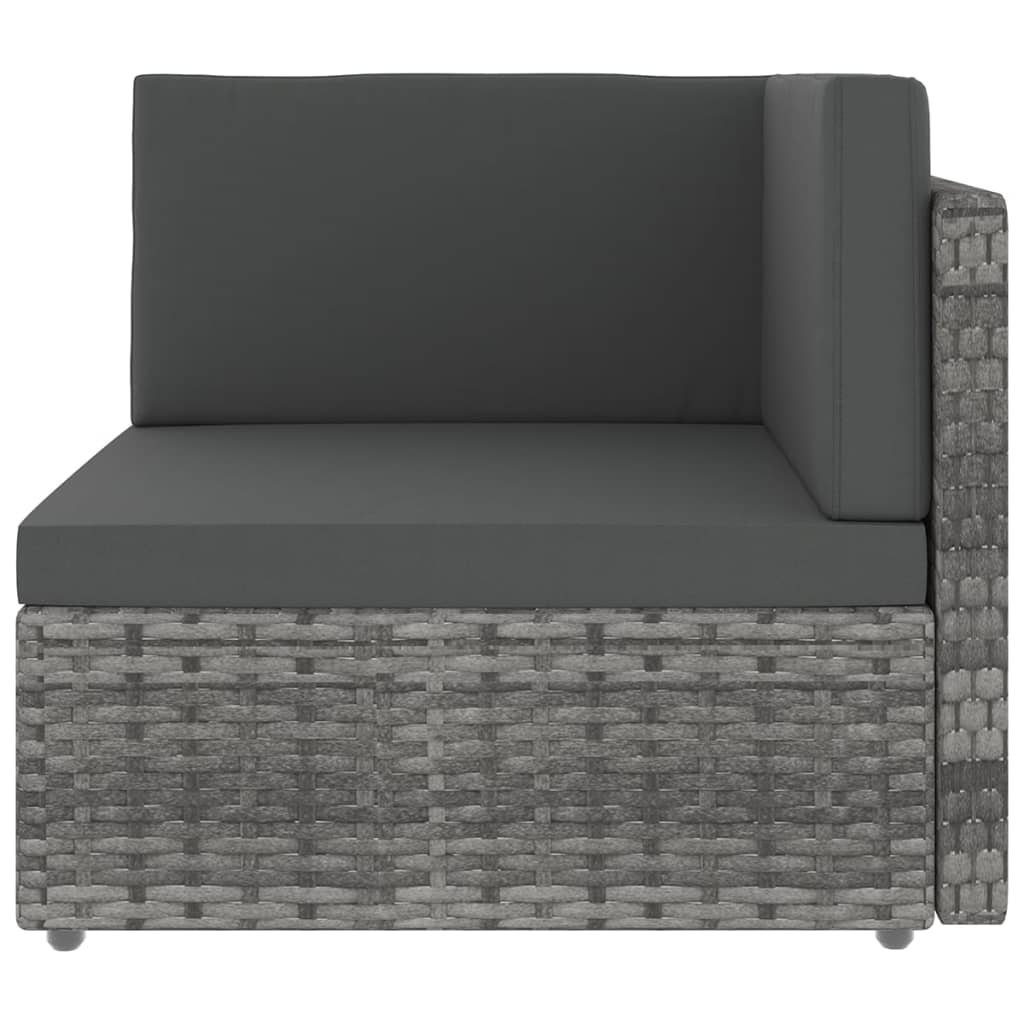 11-tlg. Garten-Lounge-Set mit Kissen Grau Poly Rattan