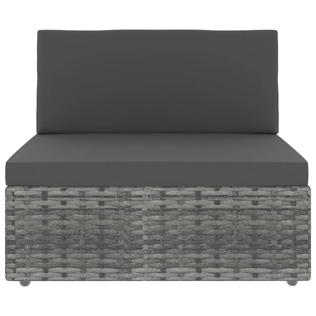 14-tlg. Garten-Lounge-Set mit Kissen Grau Poly Rattan