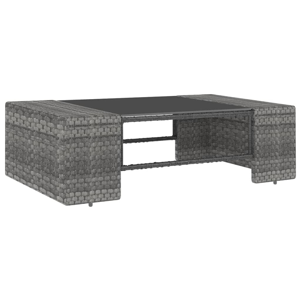 14-tlg. Garten-Lounge-Set mit Kissen Grau Poly Rattan
