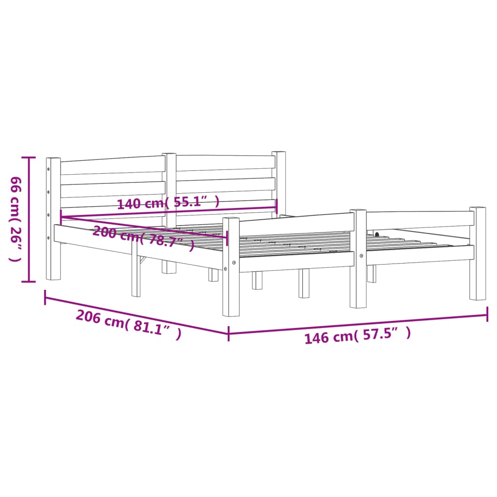 Massivholzbett Weiß Kiefer 140x200 cm