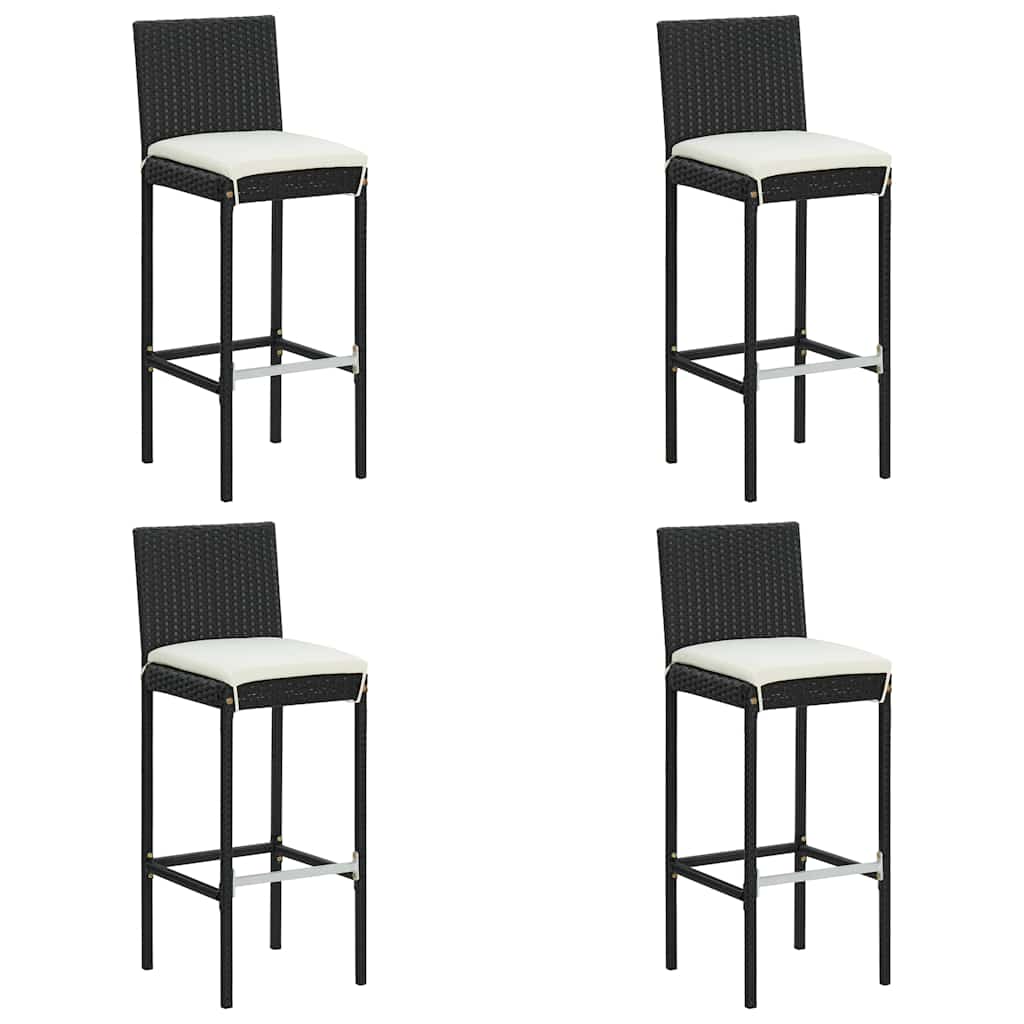 5-tlg. Gartenbar-Set mit Kissen Schwarz