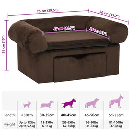 vidaXL Hundesofa mit Schublade Braun 75x50x38 cm Plüsch
