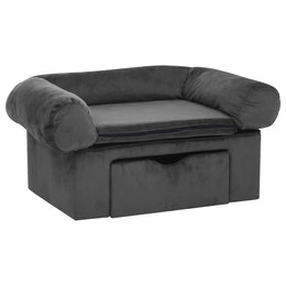 vidaXL Hundesofa mit Schublade Dunkelgrau 75x50x38 cm Plüsch