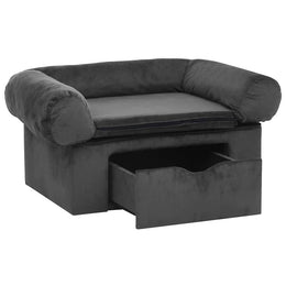 vidaXL Hundesofa mit Schublade Dunkelgrau 75x50x38 cm Plüsch
