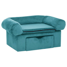 vidaXL Hundesofa mit Speicher Türkis 75 x 50 x 38cm Plüsch