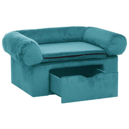 vidaXL Hundesofa mit Speicher Türkis 75 x 50 x 38cm Plüsch