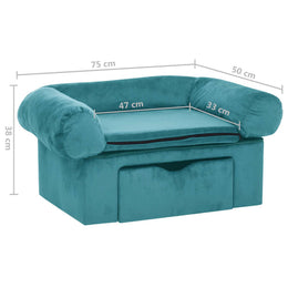 vidaXL Hundesofa mit Speicher Türkis 75 x 50 x 38cm Plüsch