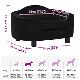vidaXL Hundesofa Schwarz 67x47x36 cm Plüsch