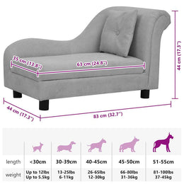 vidaXL Hundesofa mit Kissen Grau 83x44x44 cm Plüsch