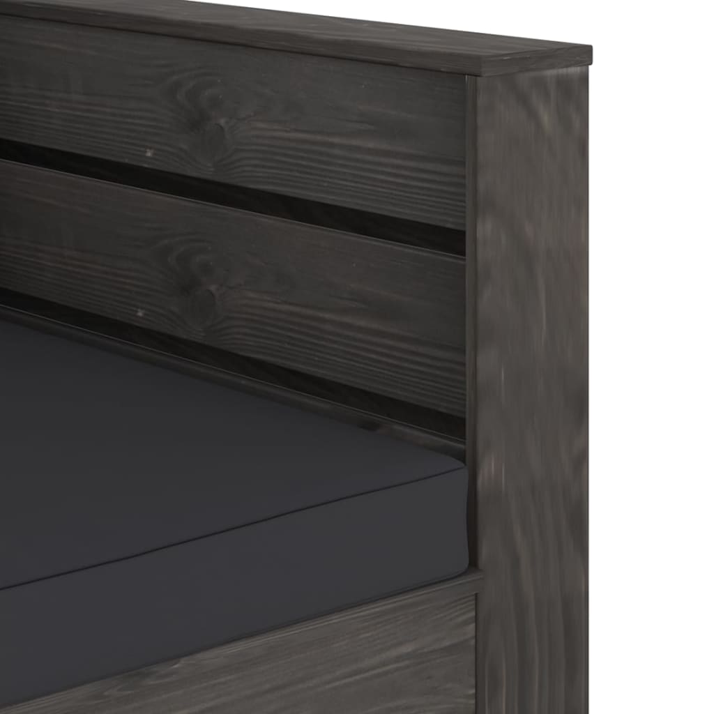 2-tlg. Garten-Lounge-Set mit Kissen Grau Imprägniertes Holz