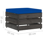 2-tlg. Garten-Lounge-Set mit Kissen Grau Imprägniertes Holz