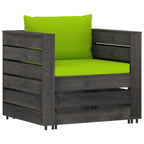 2-tlg. Garten-Lounge-Set mit Kissen Grau Imprägniertes Holz