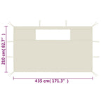 Pavillon-Seitenwände mit Fenstern 2 Stk. Creme