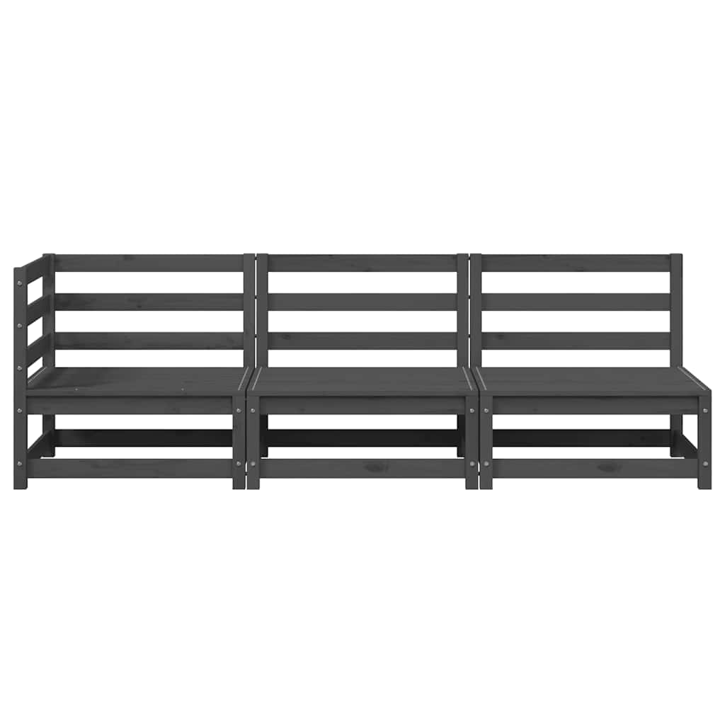 3-tlg. Garten-Lounge-Set Grau Kiefer Massivholz