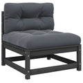 Garten-Mittelsofa mit Anthrazit Kissen Grau Massivholz Kiefer