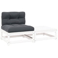 2-tlg. Garten-Lounge-Set mit Kissen Weiß Kiefer Massivholz