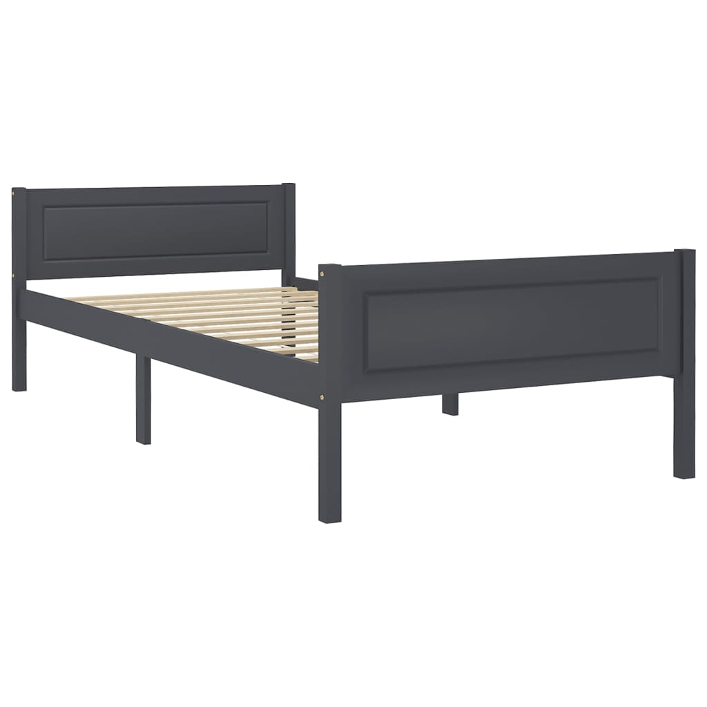 Massivholzbett Kiefer Grau 100x200 cm