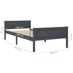 Massivholzbett Kiefer Grau 100x200 cm
