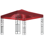 Pavillon mit LED-Lichterkette 3x3 m Weinrot