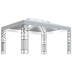 Pavillon mit Doppeldach & LED-Lichterkette 3x4 m Weiß