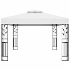 Pavillon mit Doppeldach & LED-Lichterkette 3x4 m Weiß