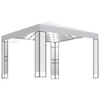 Pavillon mit Doppeldach & LED-Lichterkette 3x3 m Weiß