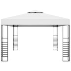 Pavillon mit LED-Lichterkette 4x3x2,7 m Weiß