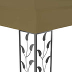 Pavillon mit Doppeldach & LED-Lichterkette 3x4 m Taupe