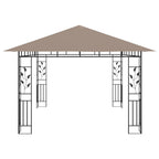 Pavillon mit Moskitonetz & LED-Lichterkette 4x3x2,73 m Taupe