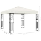 Pavillon mit LED-Lichterkette 3x3 m Creme Stoff