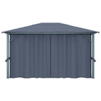 Pavillon mit Vorhängen & LED-Lichterkette 4x3 m Anthrazit Alu