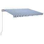 Markise Manuell Einziehbar mit LED 300x250 cm Blau und Weiß