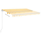 Markise Manuell Einziehbar mit LED 300x250 cm Gelb und Weiß