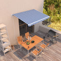 Markise Automatisch Einziehbar 300x250 cm Blau und Weiß