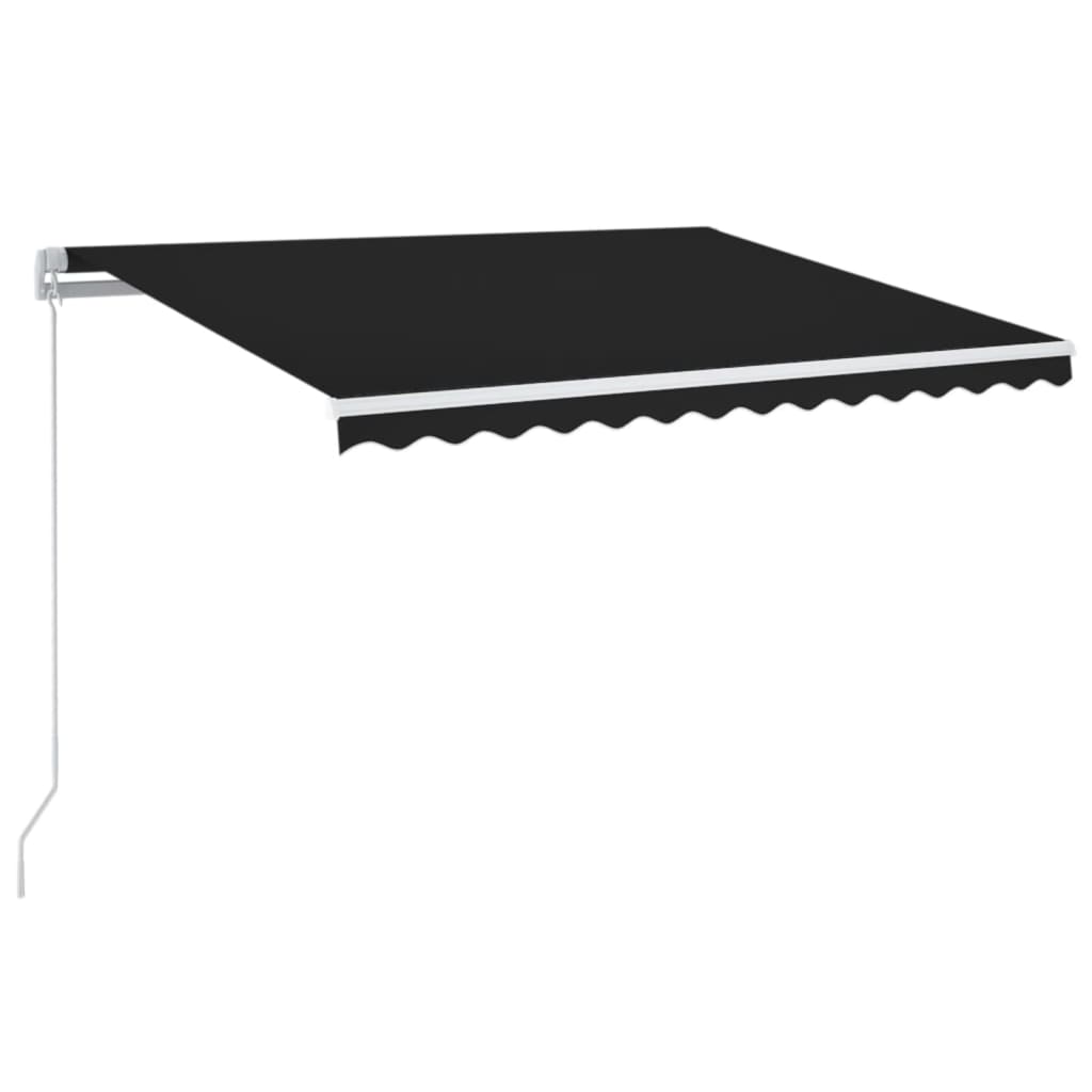 Markise Manuell Einziehbar mit LED 350x250 cm Anthrazit