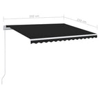 Markise Manuell Einziehbar mit LED 350x250 cm Anthrazit