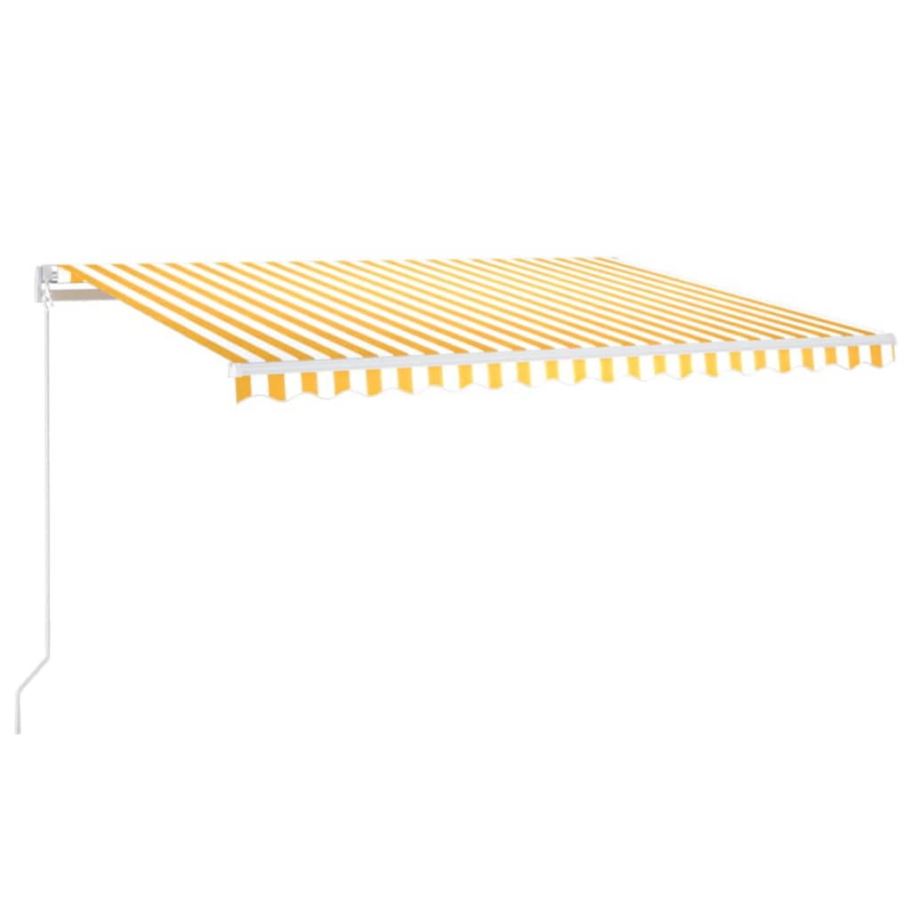 Markise Manuell Einziehbar mit LED 450x300 cm Gelb und Weiß