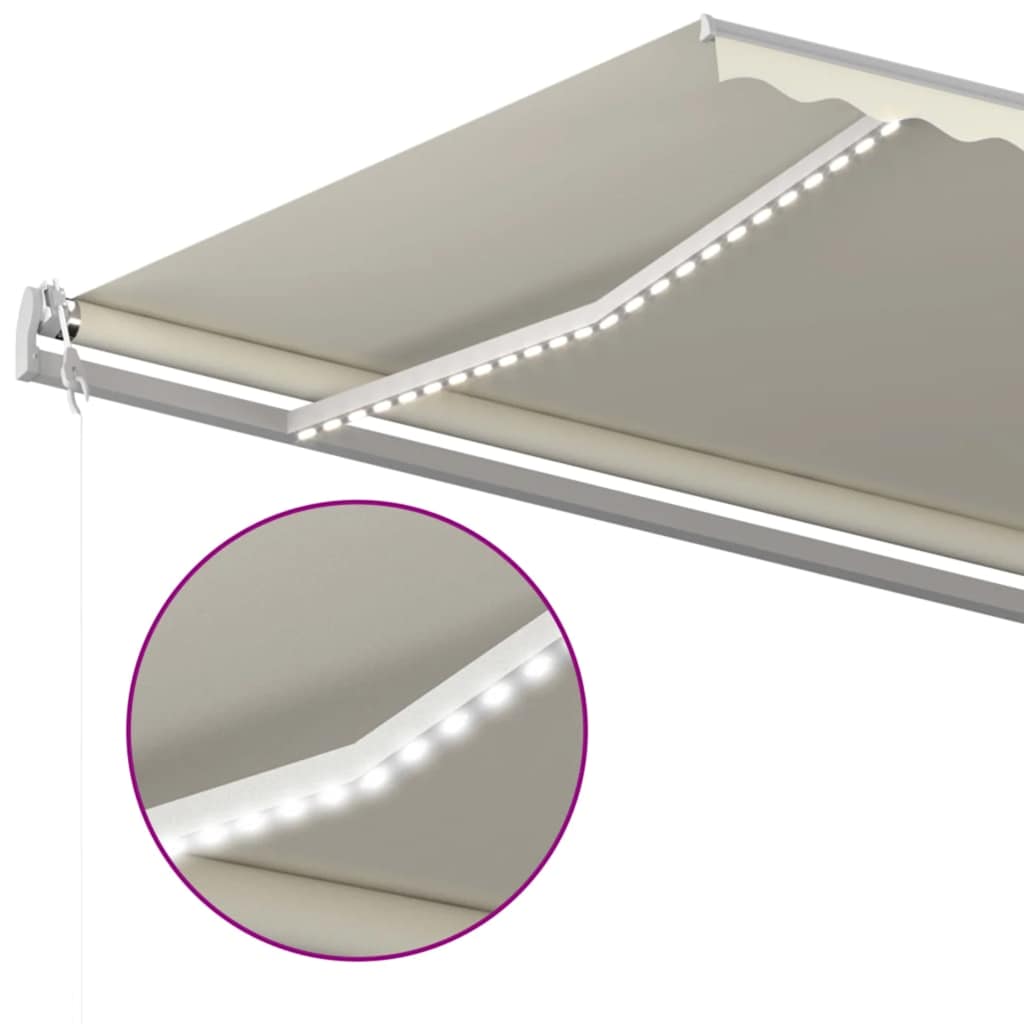 Automatische Markise mit LED Windsensor 500x300 cm Creme
