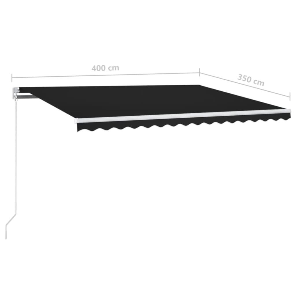 Markise Manuell Einziehbar mit LED 400x350 cm Anthrazit